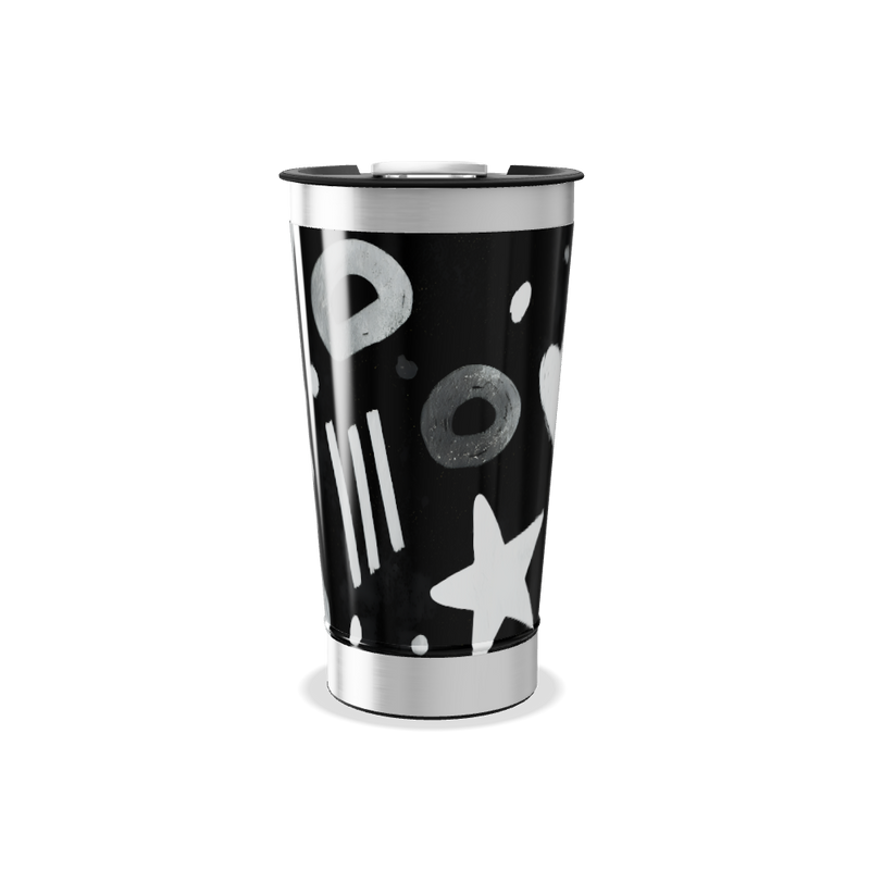 Copo Térmico - Preto com Desenhos Brancos
