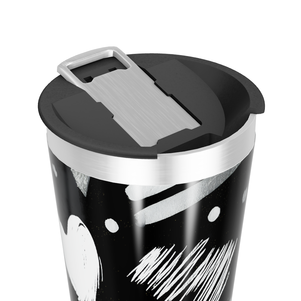 Copo Térmico - Preto com Desenhos Brancos