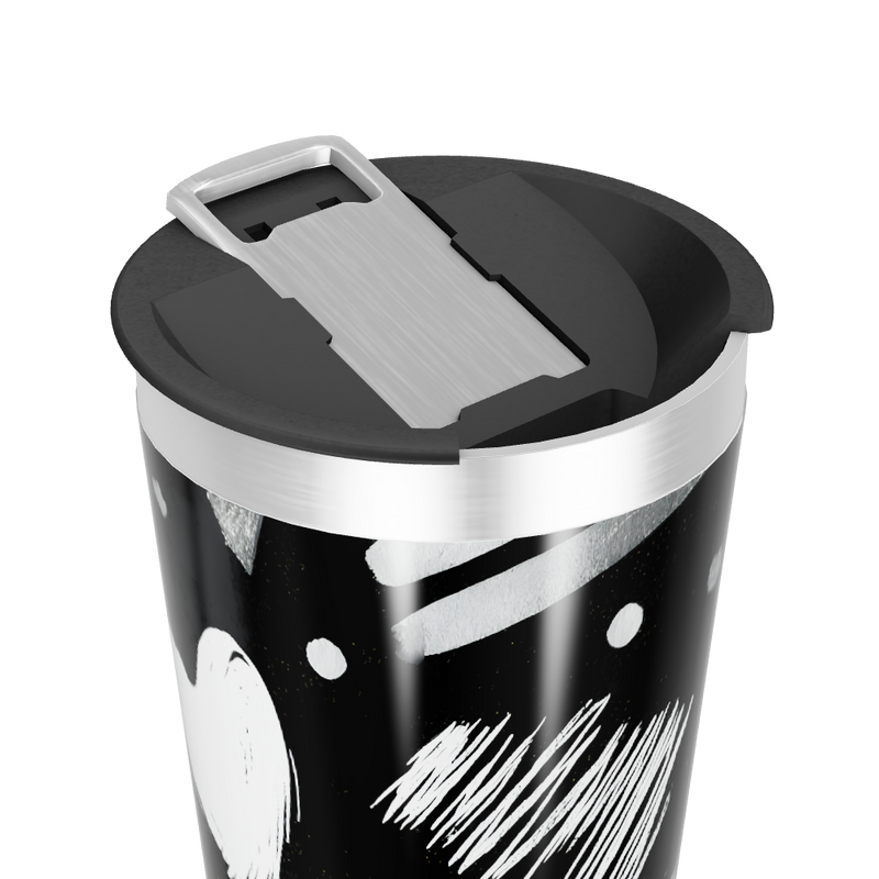 Copo Térmico - Preto com Desenhos Brancos