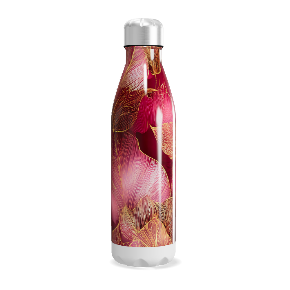 Garrafa Inox Flores Rosa