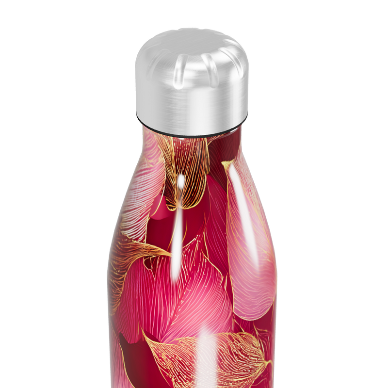 Garrafa Inox Flores Rosa
