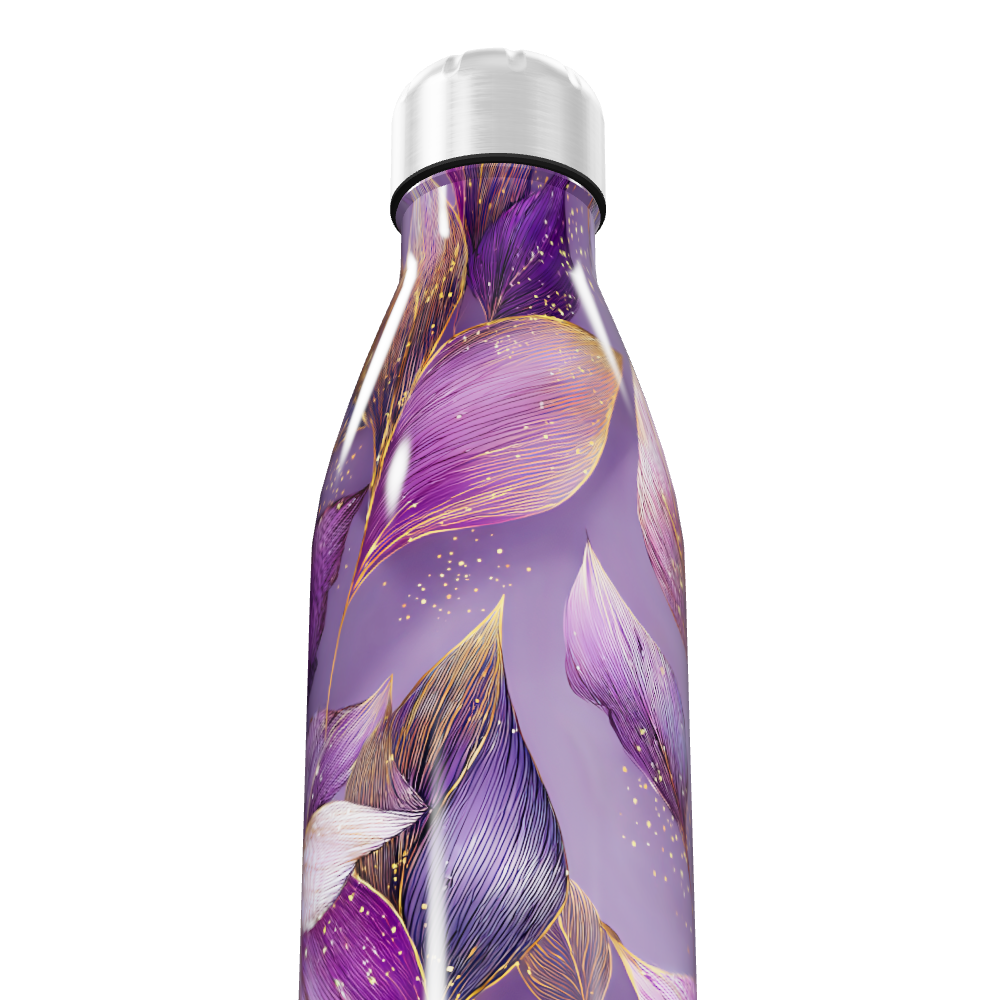 Garrafa Inox - Floral Roxa