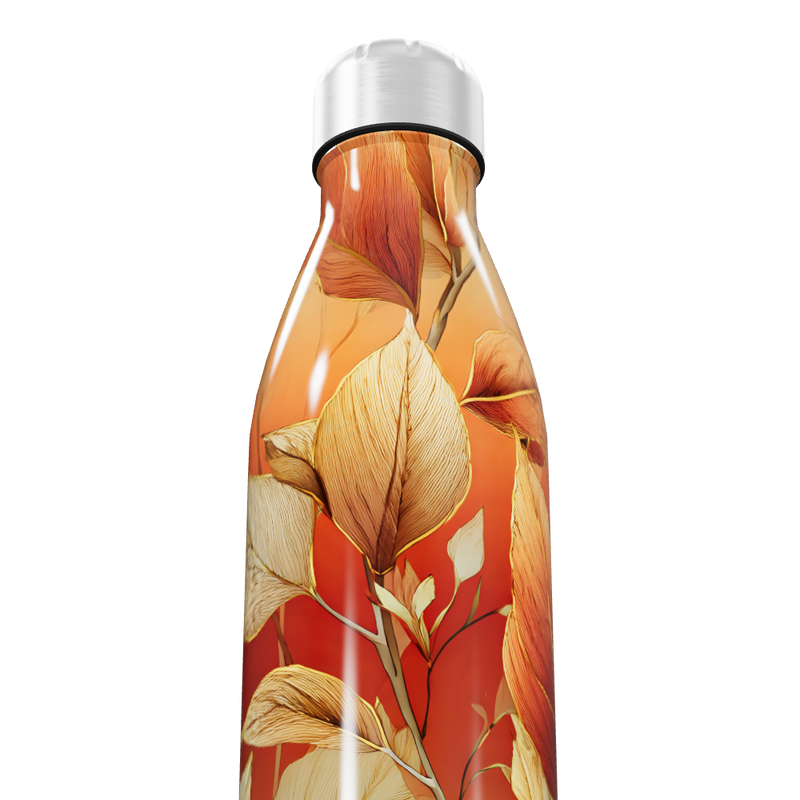 Garrafa Inox - Folhas Outono Laranja