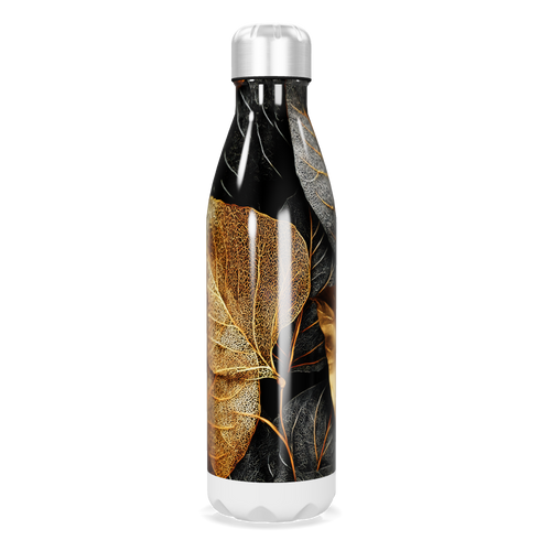 Garrafa Inox Folhas - Preta Dourada 500ml