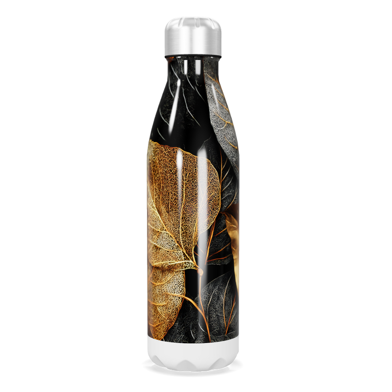 Garrafa Inox Folhas - Preta Dourada 500ml
