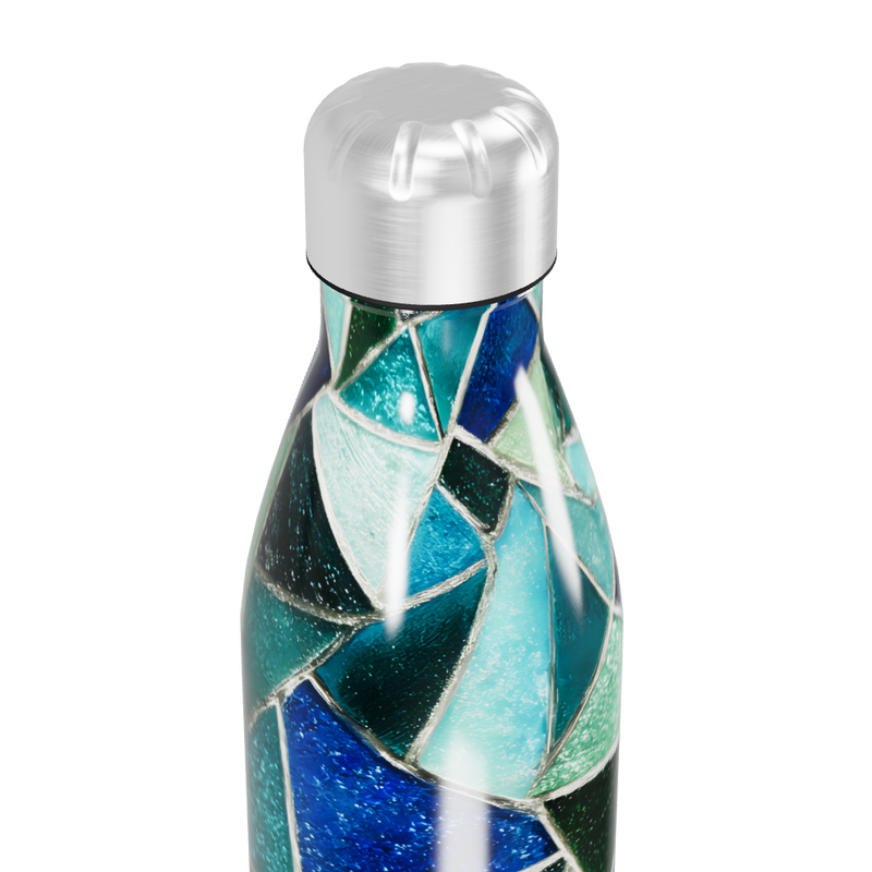 Garrafa Inox Estampada Vidro Azul-Verde