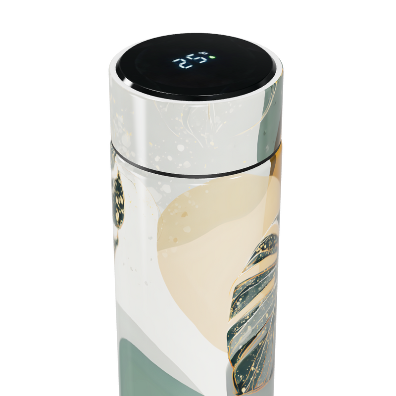 Garrafa Térmica Touch Folhagem Termômetro Digital