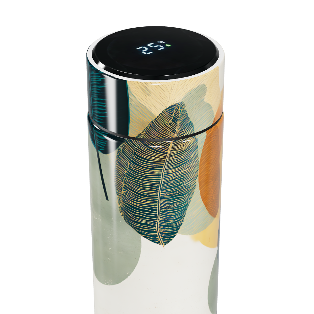 Garrafa Térmica Touch Folhas Coloridas Inox