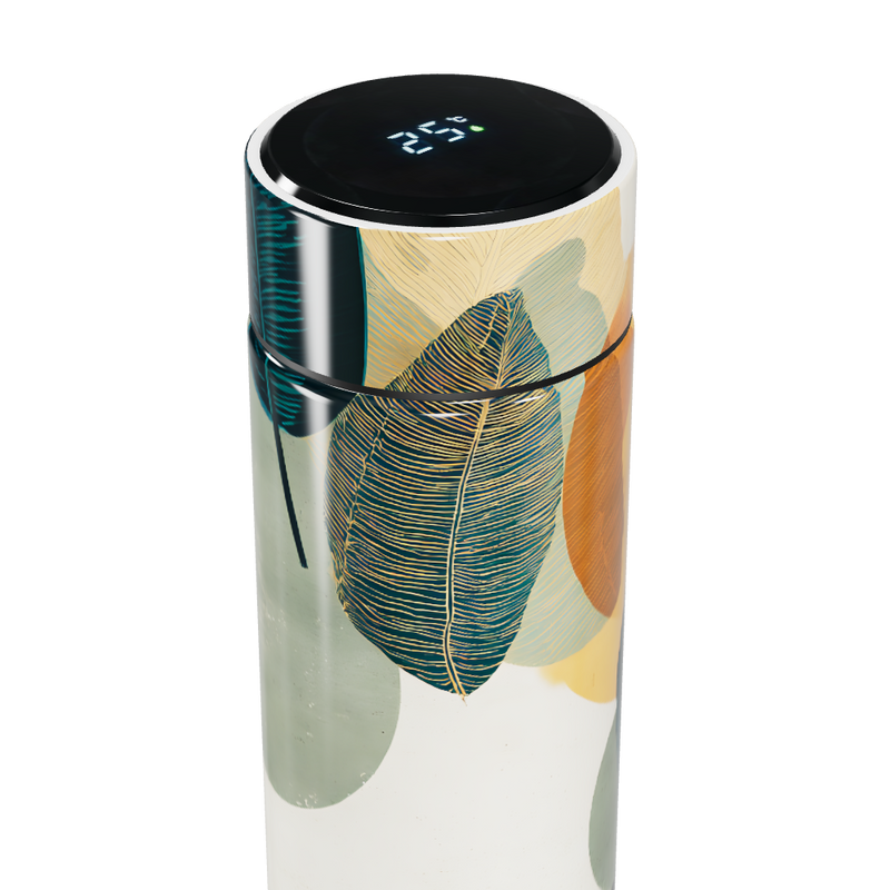 Garrafa Térmica Touch Folhas Coloridas Inox