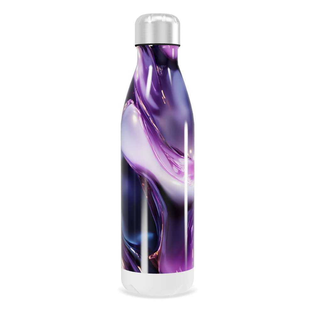 Garrafa Inox - Roxa com Design Abstrato