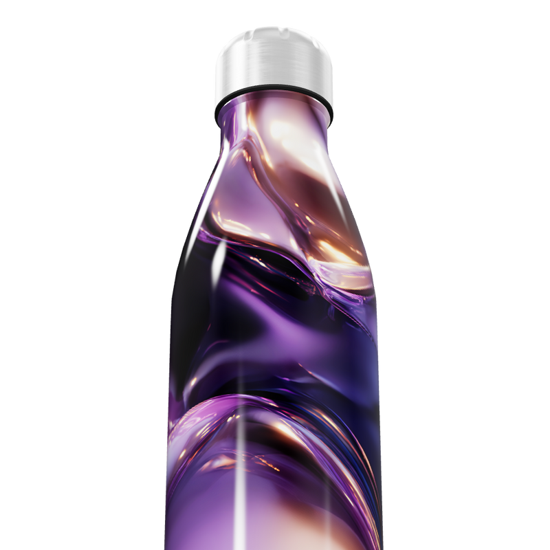 Garrafa Inox - Roxa com Design Abstrato
