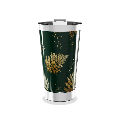 Copo Térmico - Folhas Douradas Verde