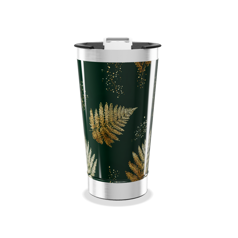 Copo Térmico - Folhas Douradas Verde