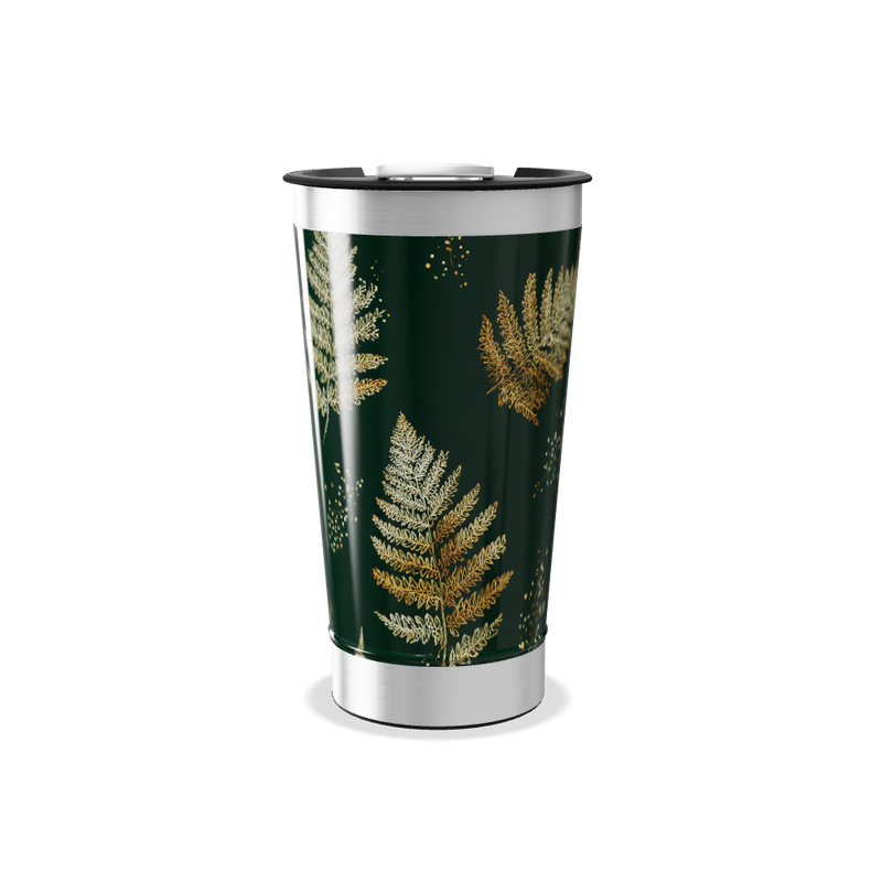 Copo Térmico - Folhas Douradas Verde