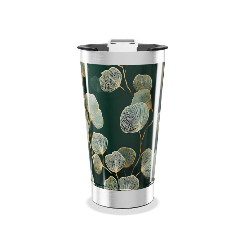 Copo Térmico - Floral Verde Metalizado