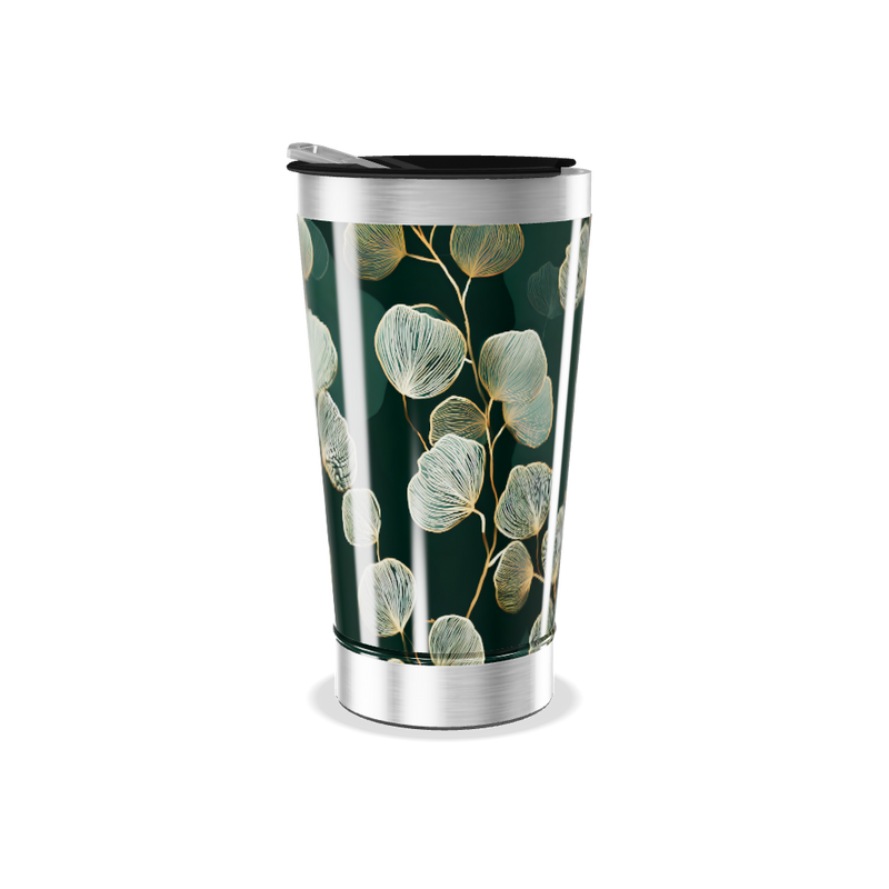 Copo Térmico - Floral Verde Metalizado