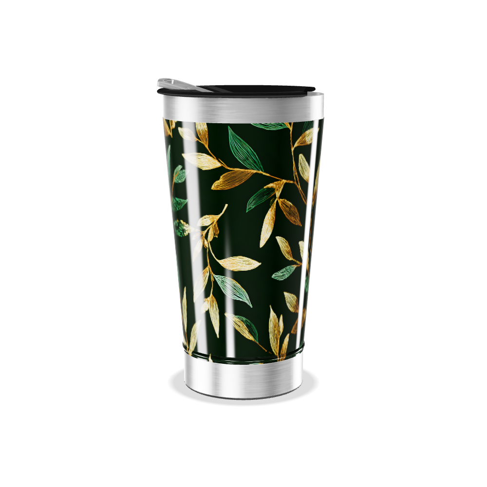 Copo Térmico - Folhas Verde e Dourado