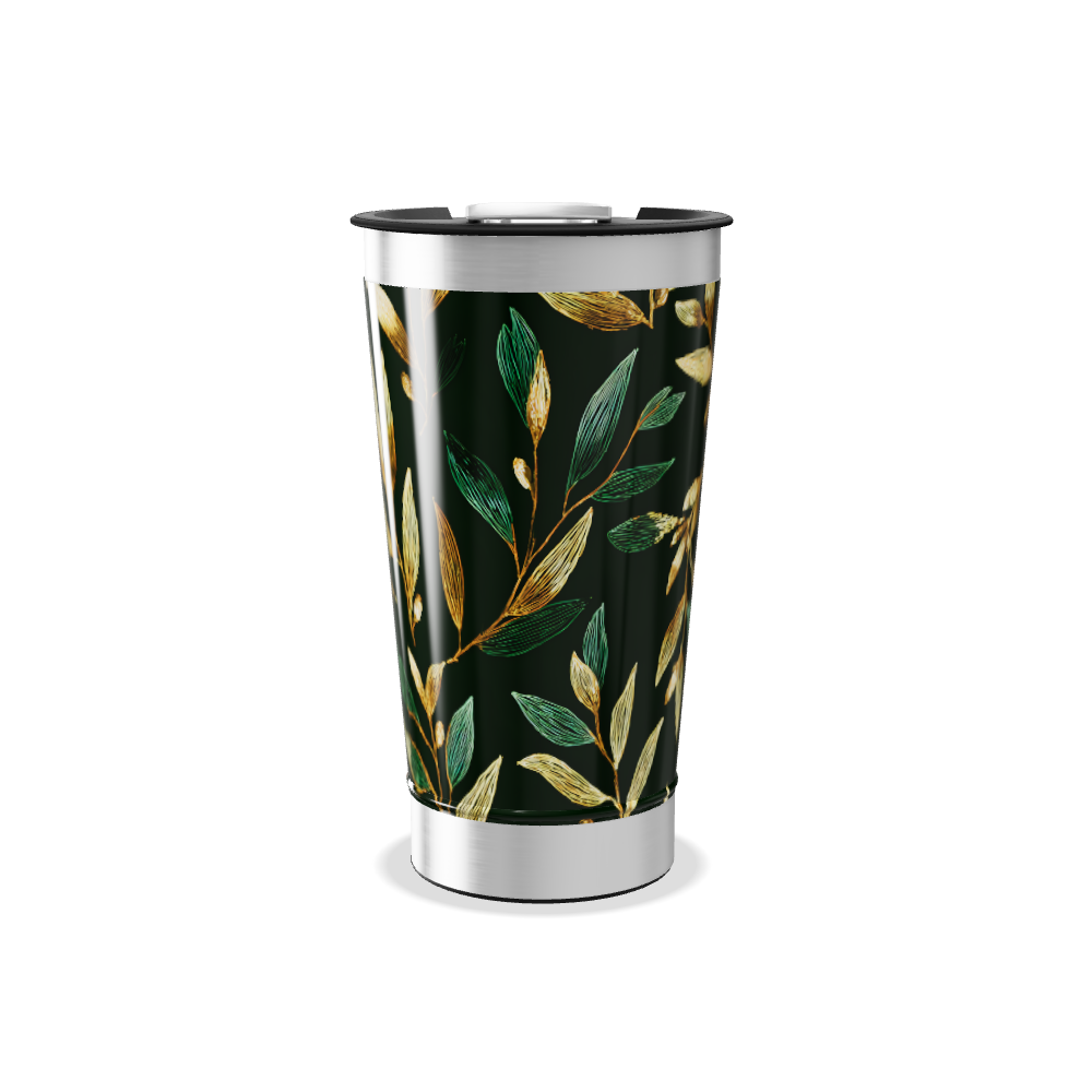 Copo Térmico - Folhas Verde e Dourado