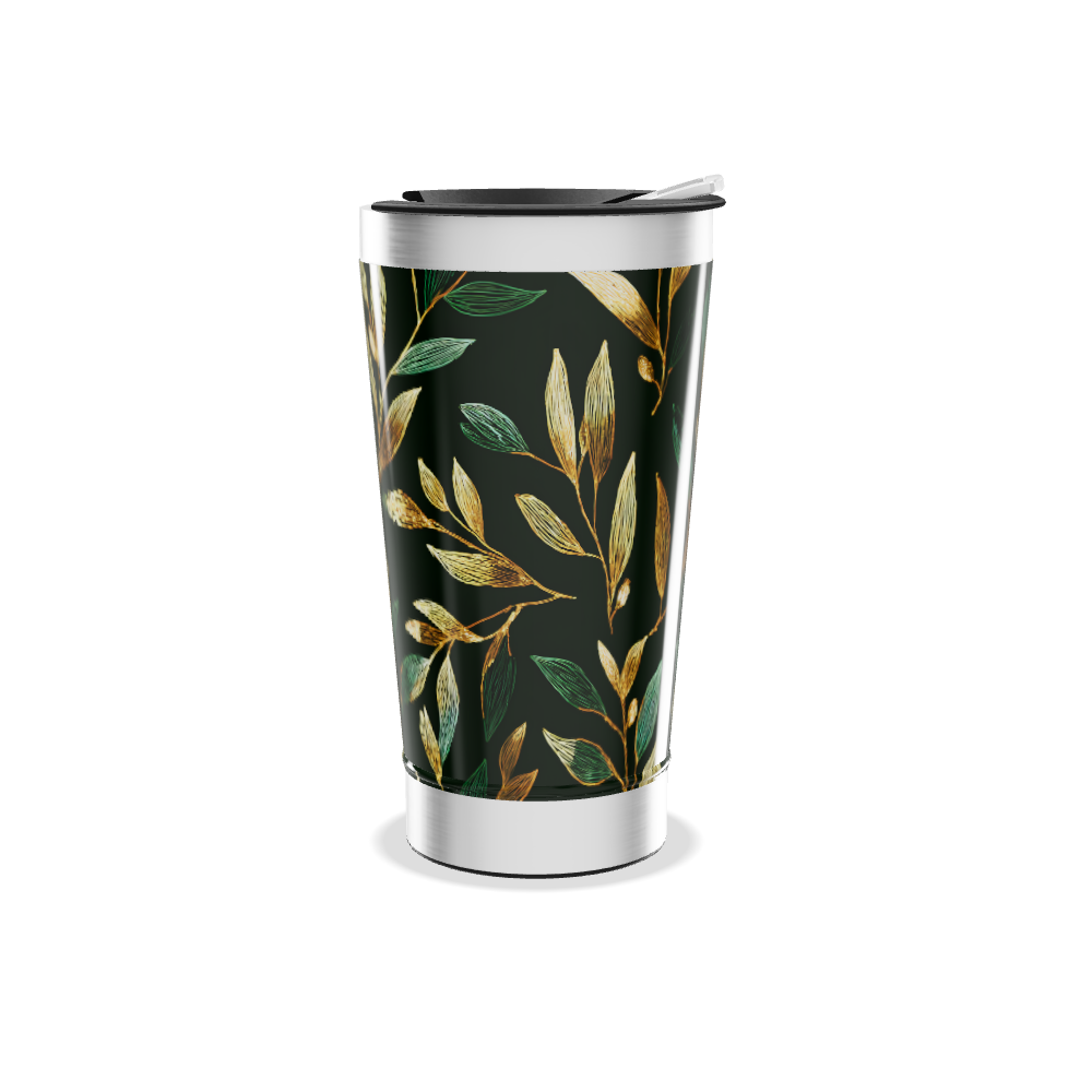 Copo Térmico - Folhas Verde e Dourado