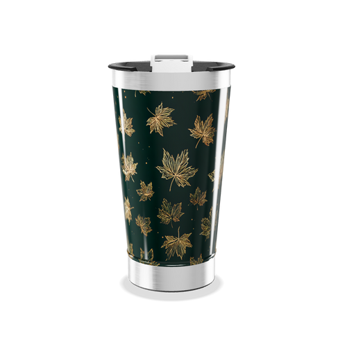 Copo Térmico - Folhas Douradas Fundo Preto
