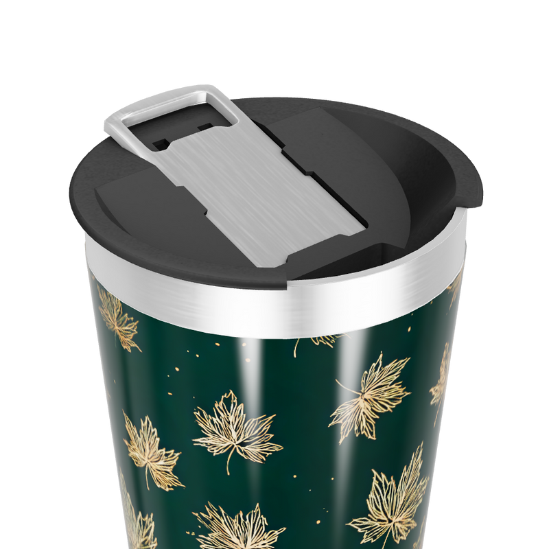 Copo Térmico - Folhas Douradas Fundo Preto