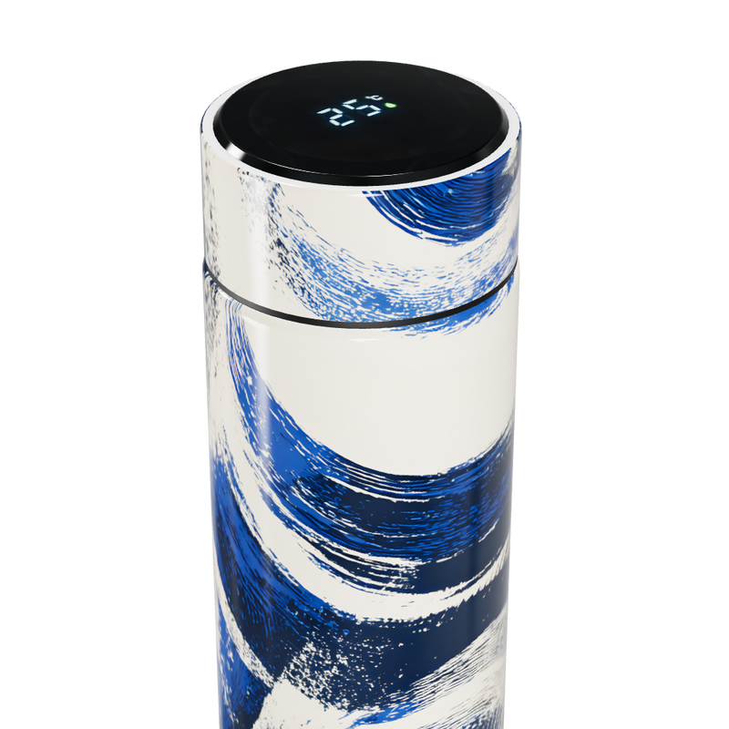 Garrafa Térmica Touch - Azul e Branca com Estampa