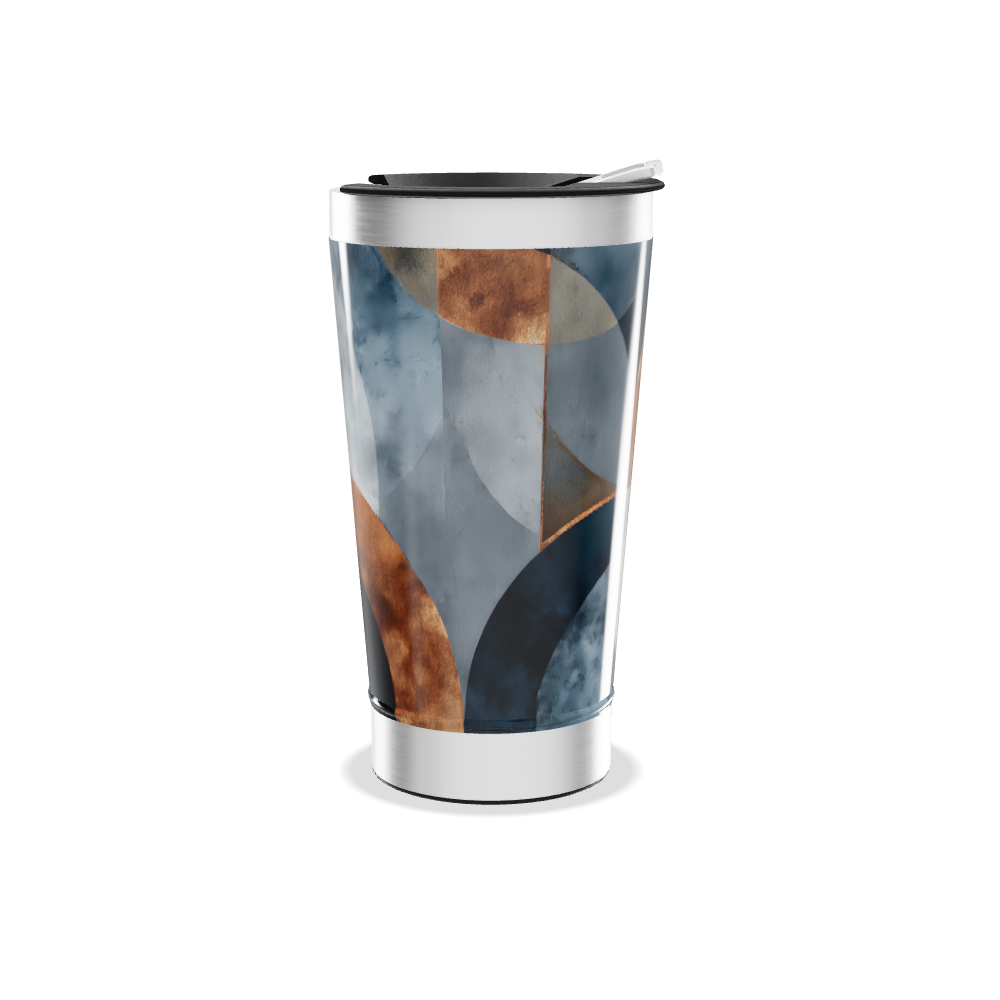 Copo Térmico - Abstrato Azul e Bronze