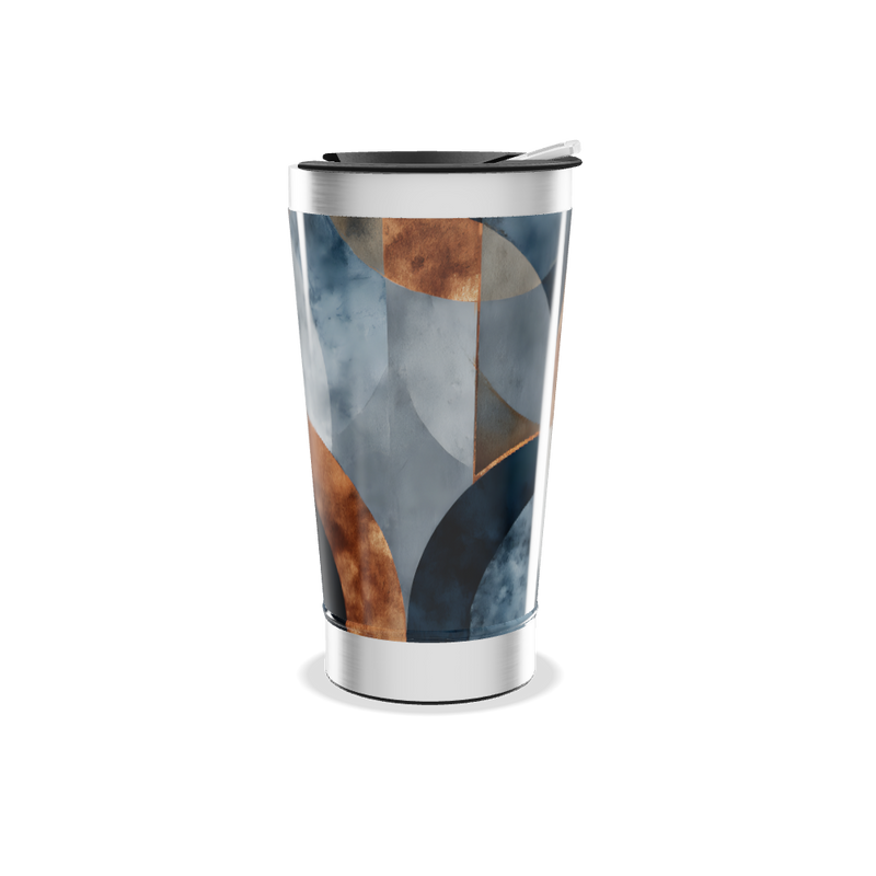 Copo Térmico - Abstrato Azul e Bronze