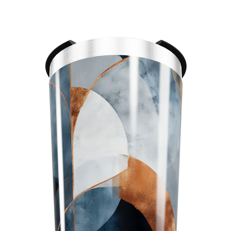Copo Térmico - Abstrato Azul e Bronze