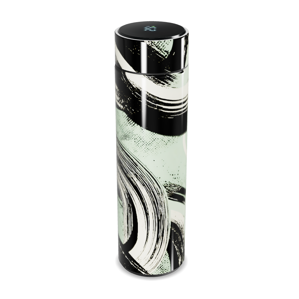 Garrafa Térmica Touch - Estampa Abstrata Preta e Branca