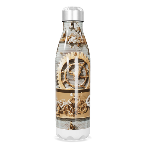 Garrafa Inox - Estampa Engrenagens Retrô