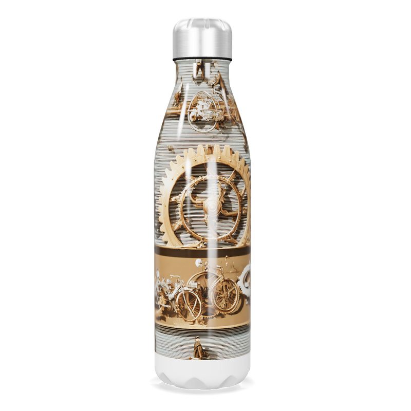 Garrafa Inox - Estampa Engrenagens Retrô
