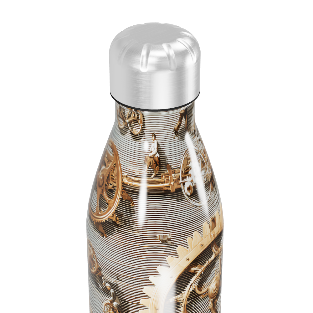 Garrafa Inox - Estampa Engrenagens Retrô