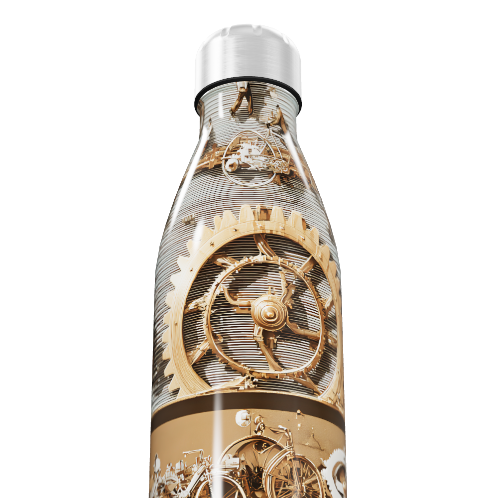 Garrafa Inox - Estampa Engrenagens Retrô