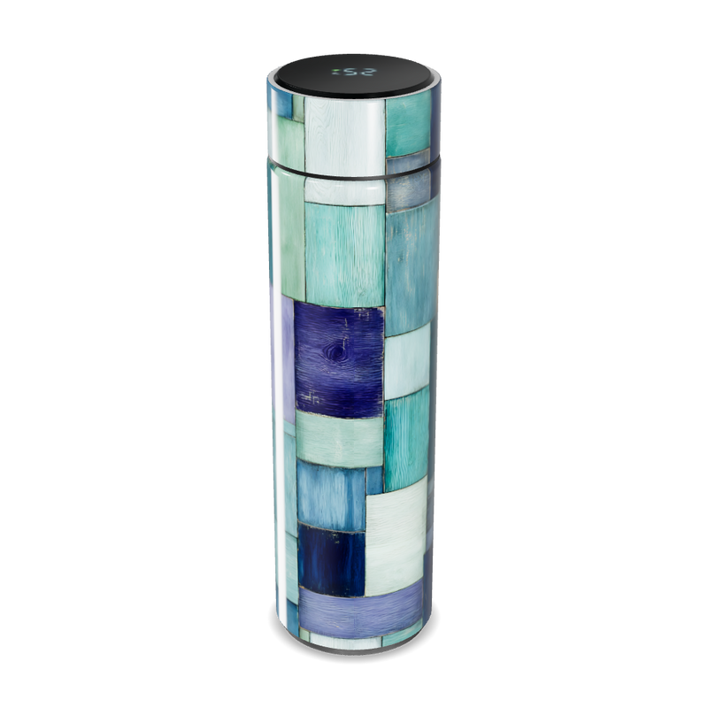 Garrafa Térmica Touch - Estampa Azul Patchwork