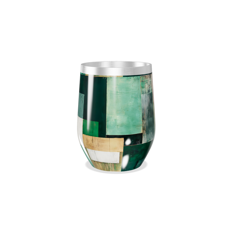 Copo Térmico Slim - Verde e Branco Abstrato