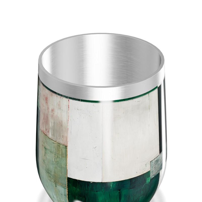 Copo Térmico Slim - Verde e Branco Abstrato