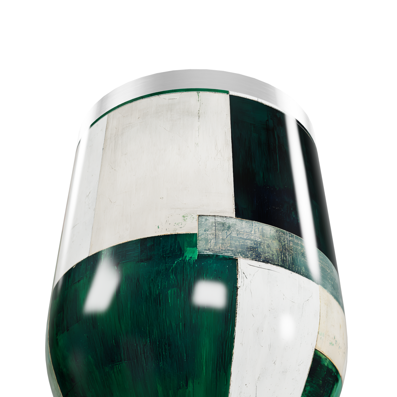 Copo Térmico Slim - Verde e Branco Abstrato