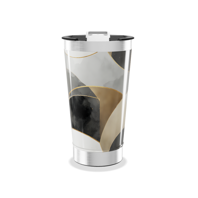 Copo Térmico - Estampa Abstrata Preto e Dourado