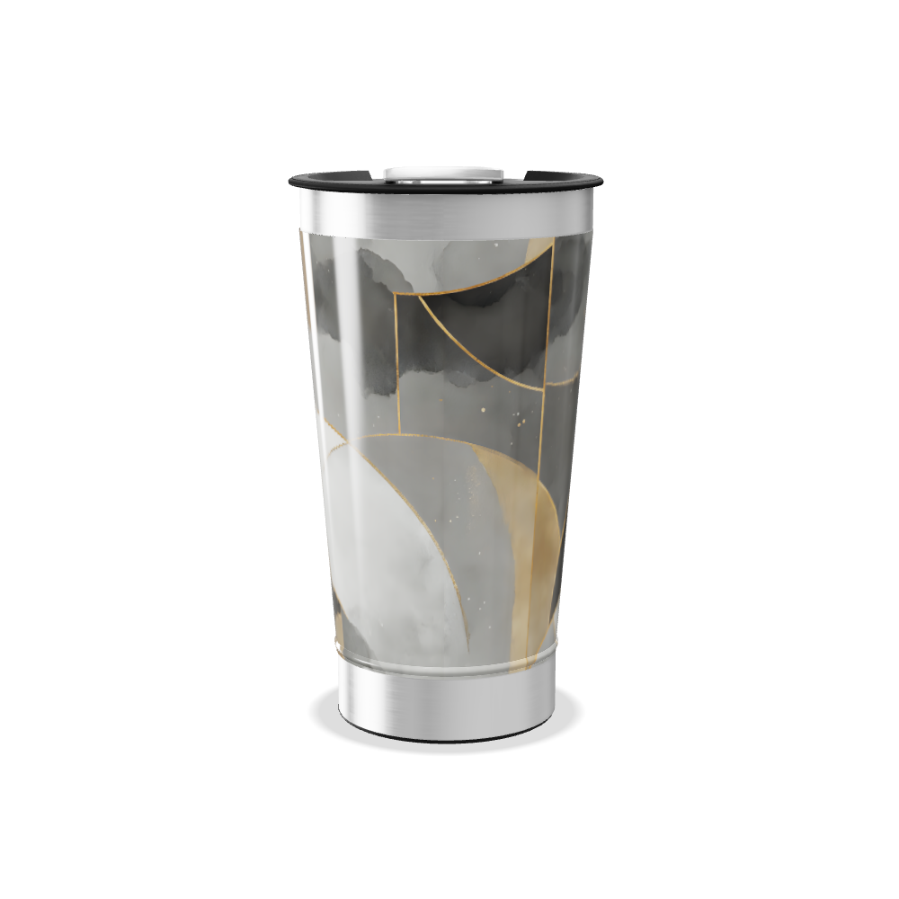 Copo Térmico - Estampa Abstrata Preto e Dourado