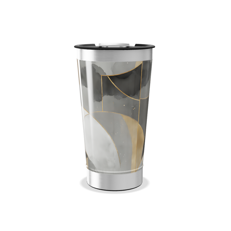 Copo Térmico - Estampa Abstrata Preto e Dourado