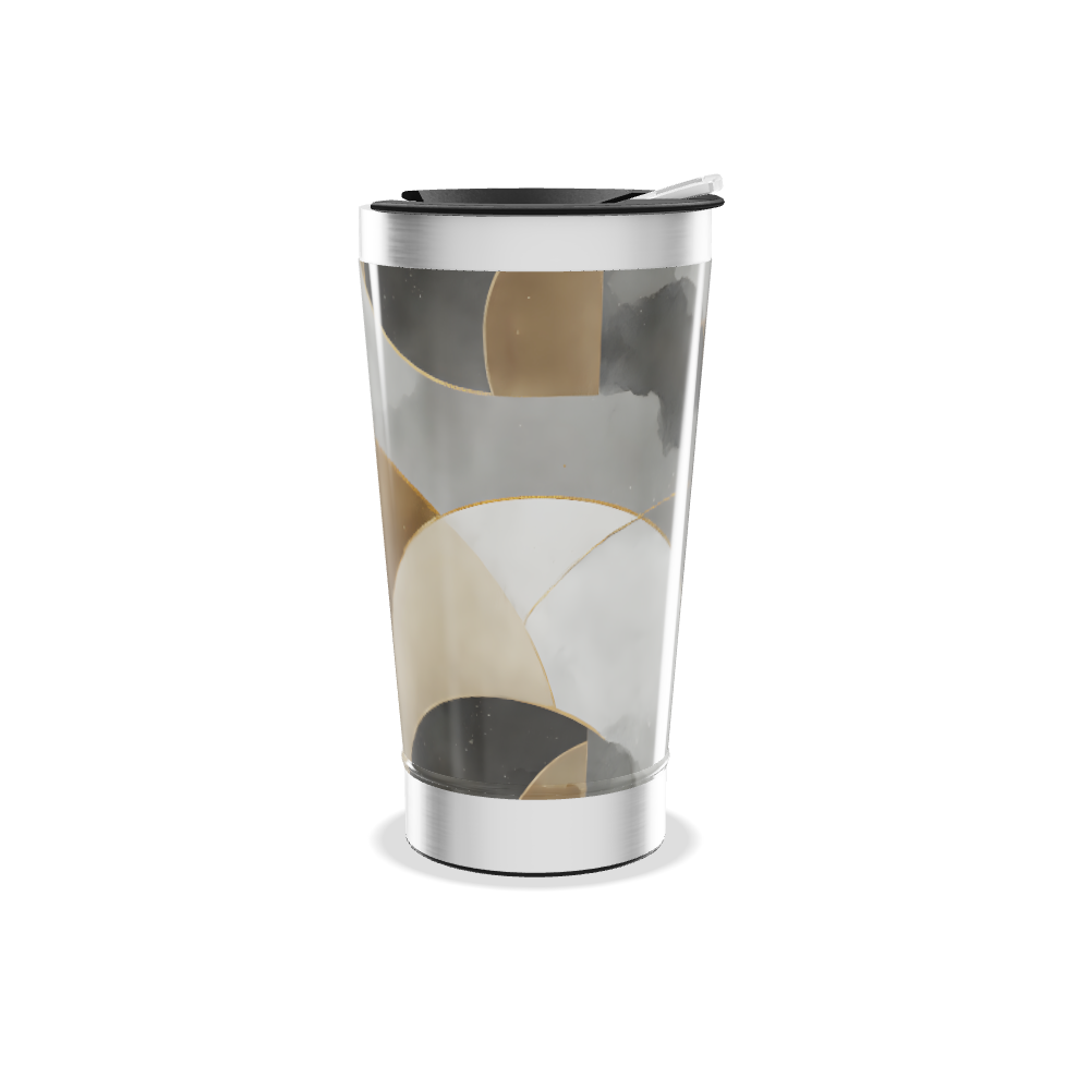 Copo Térmico - Estampa Abstrata Preto e Dourado