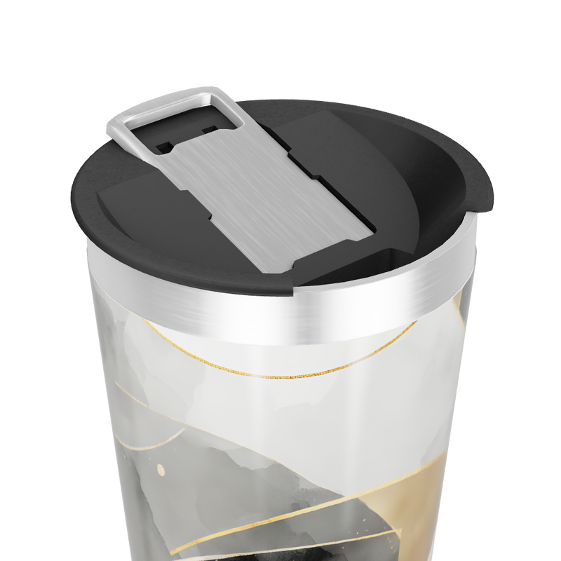 Copo Térmico - Estampa Abstrata Preto e Dourado