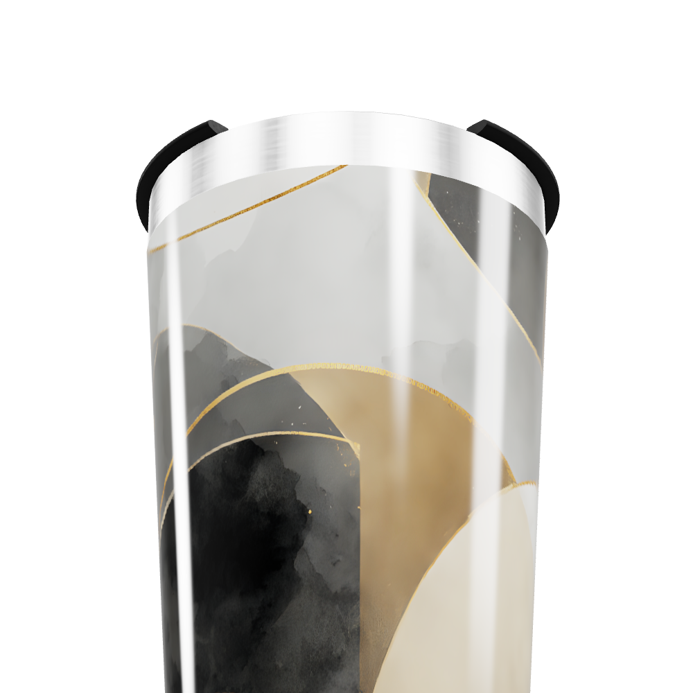 Copo Térmico - Estampa Abstrata Preto e Dourado