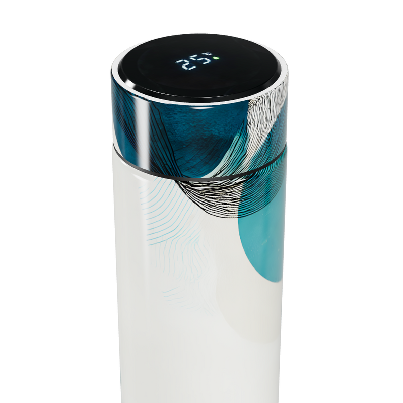 Garrafa Térmica Touch - Azul com Estampa Moderna