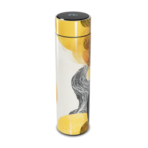 Garrafa Térmica Touch - Estampa Abstrata Amarela