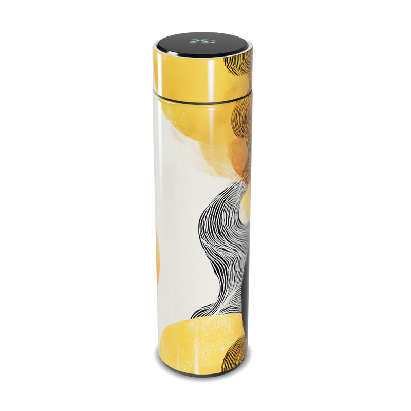 Garrafa Térmica Touch - Estampa Abstrata Amarela