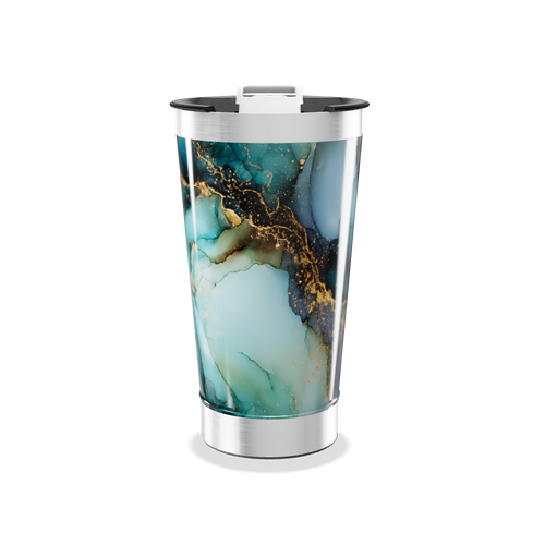 Copo Térmico - Marmorizado Azul e Dourado