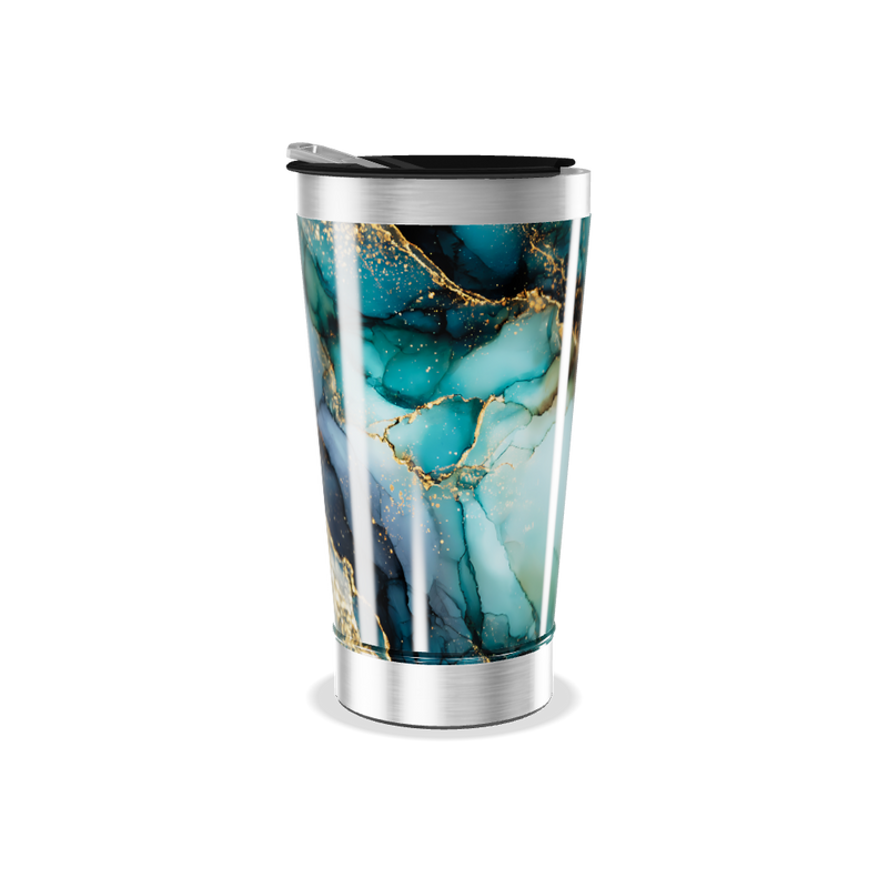 Copo Térmico - Marmorizado Azul e Dourado