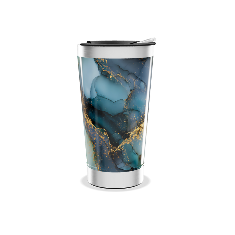 Copo Térmico - Marmorizado Azul e Dourado
